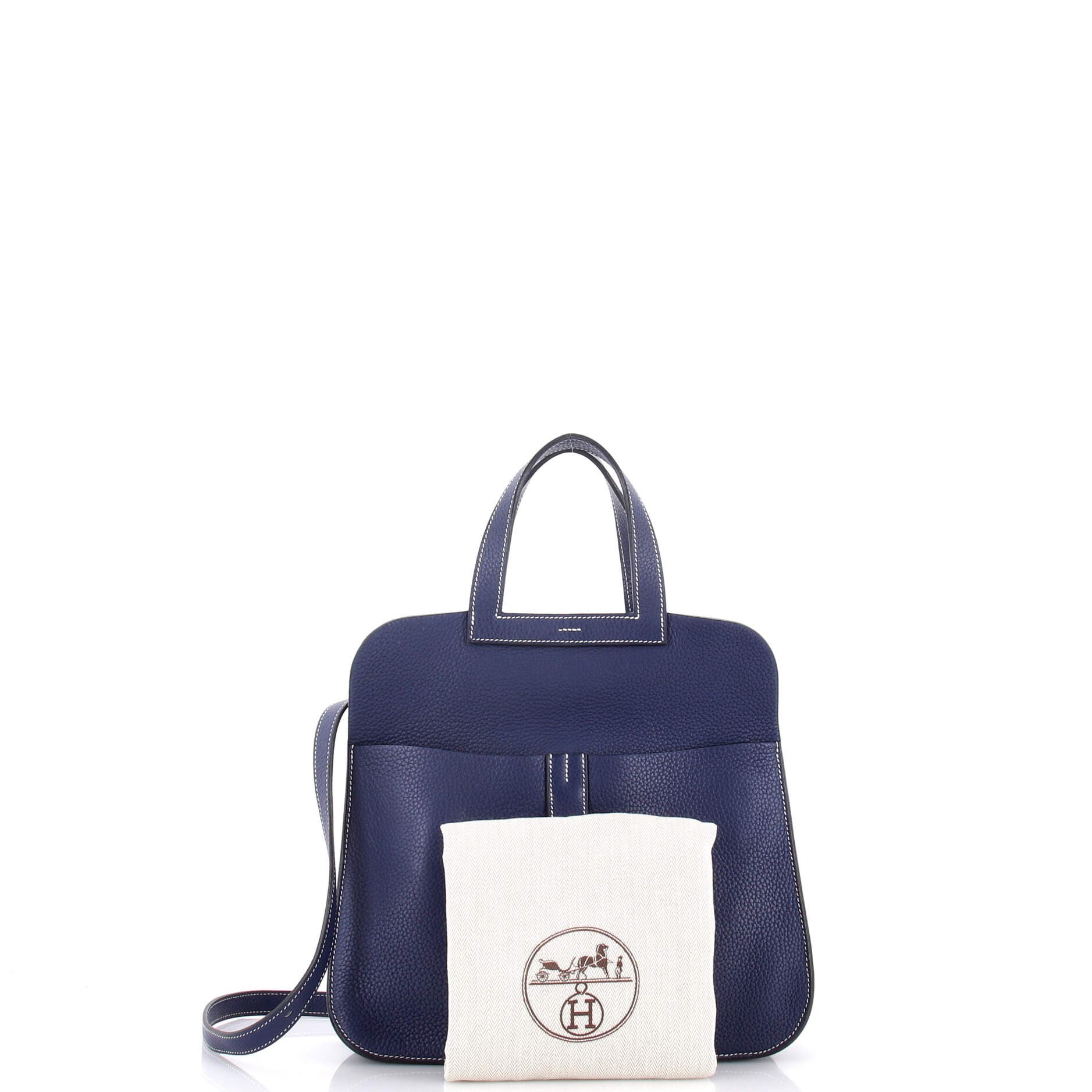 Pre-Owned Hermes Halzan Bag Clemence 31, Alternate, color, Bleu De Malte