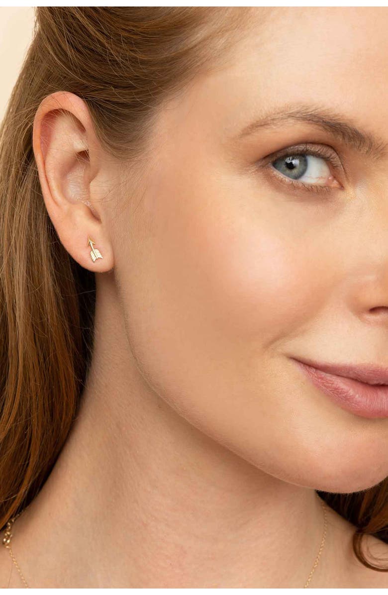 Oradina 14K Yellow Gold Cupid Studs, Alternate, color, Yellow Gold