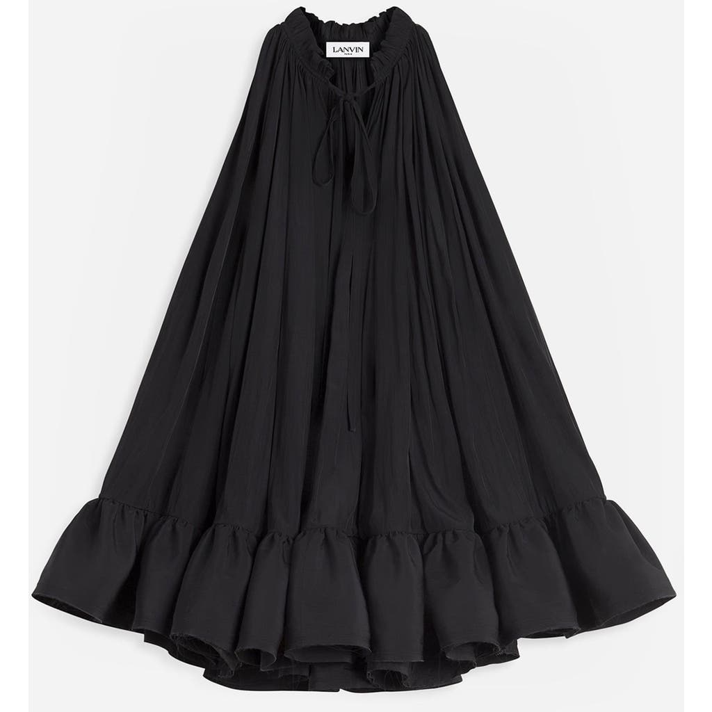 Lanvin Short Ruffle Dress Front Drawstring In Black