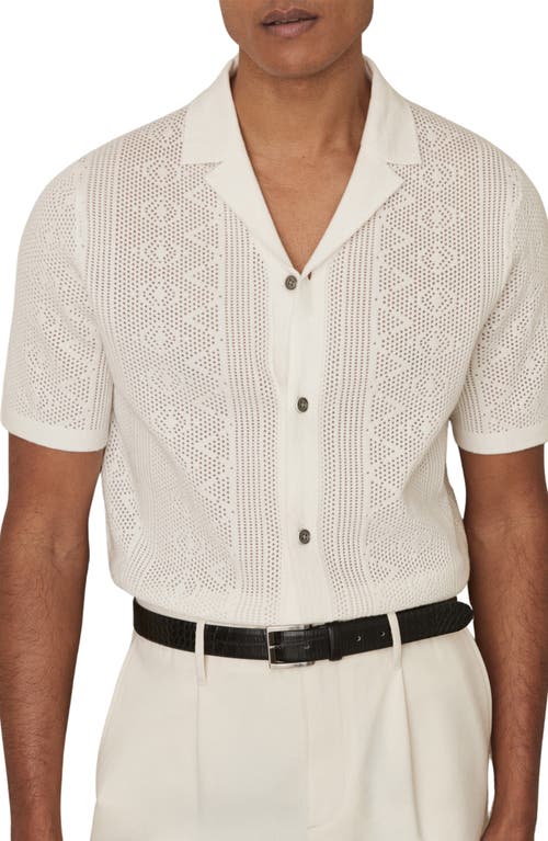 Reiss Kipling Texture Knit Camp Shirt In White
