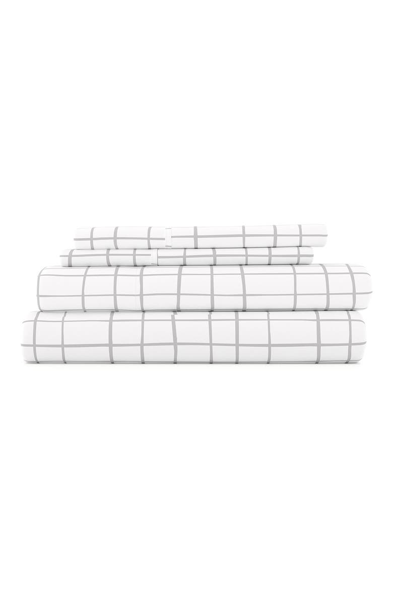 HOME SPUN Premium Ultra Soft Crossroad Pattern 4-Piece Bed Sheets Set, Main, color, LIGHT GRAY