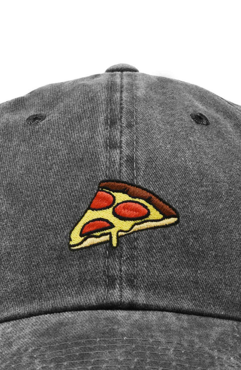 Dalix Pizza Slice Embroidered Dad Hat, Alternate, color, Washed Black