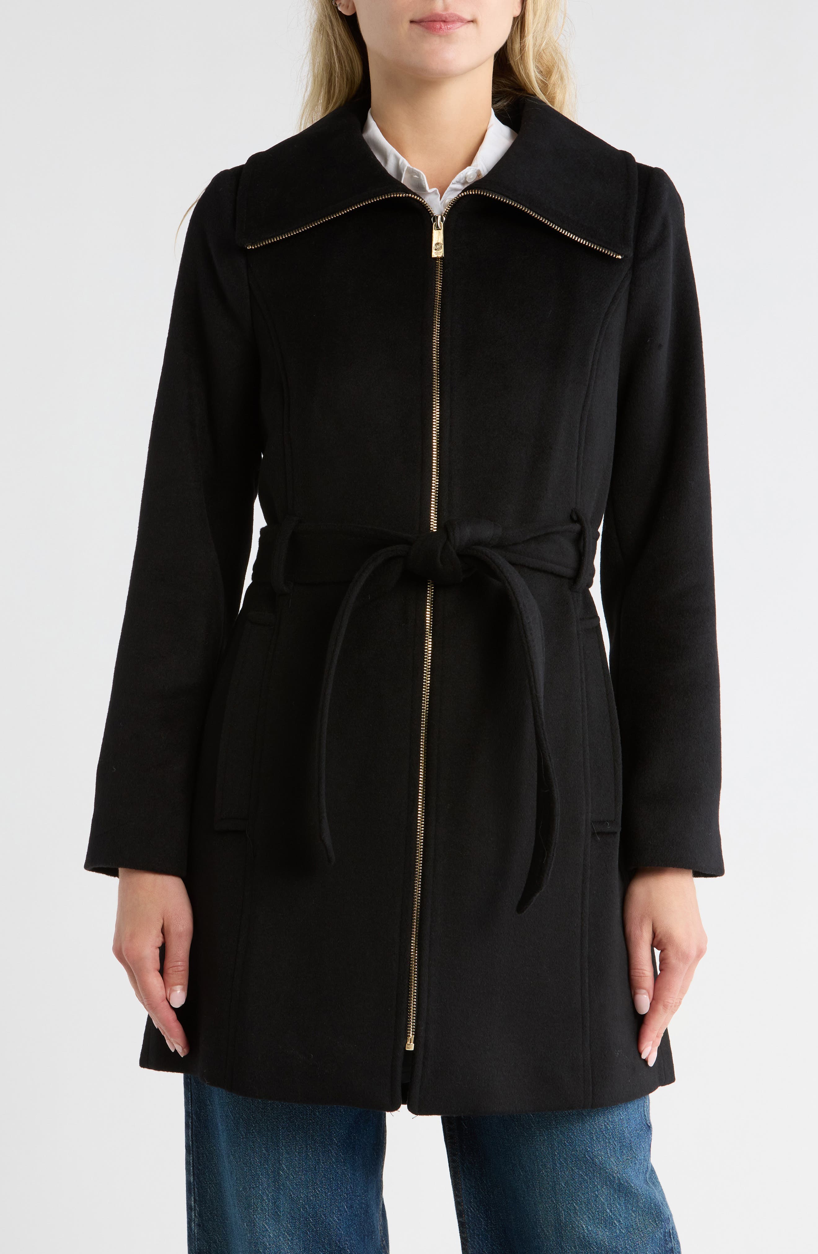 Michael Kors Full Zip Wool Blend Long Coat