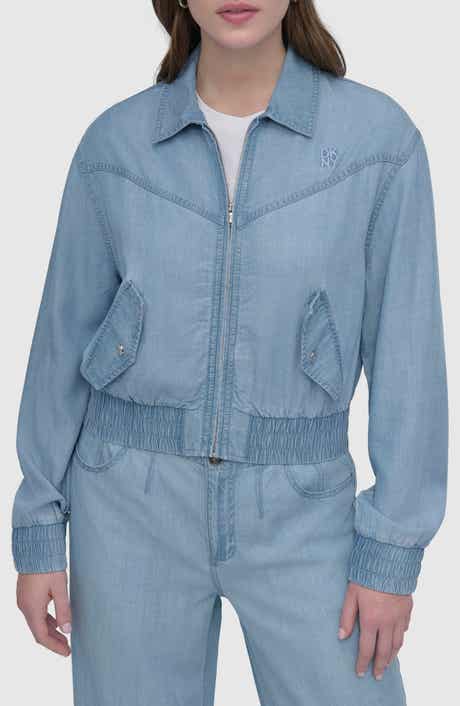 DKNY Front Zip Chambray Bomber