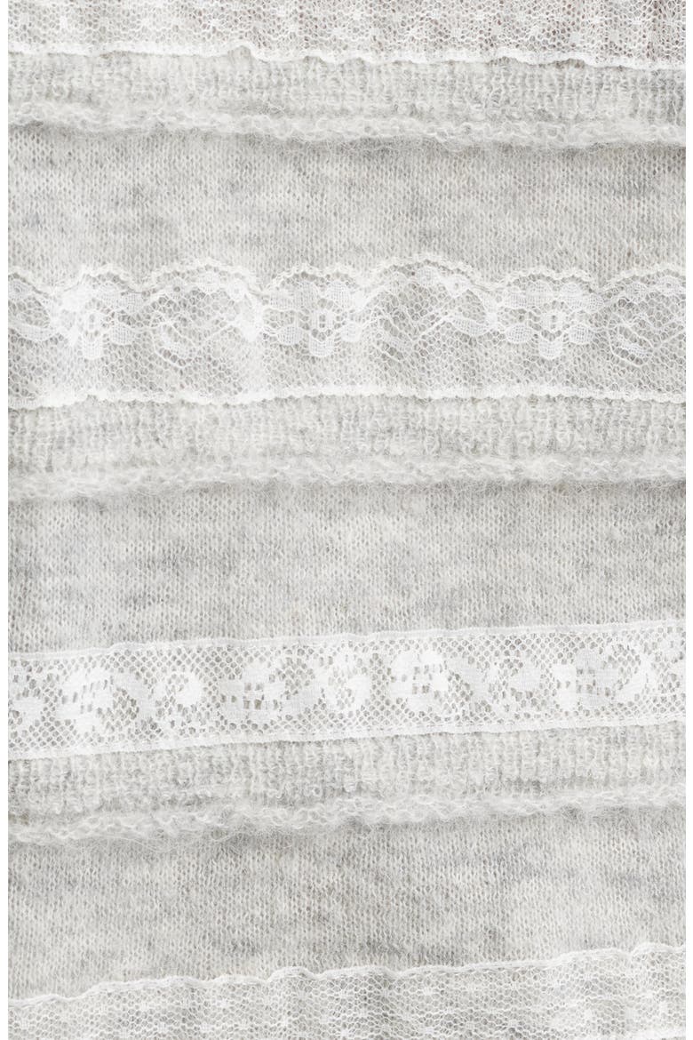 Claralise Lace Accent Cardigan, Alternate, color, PALE GREY MELANGE