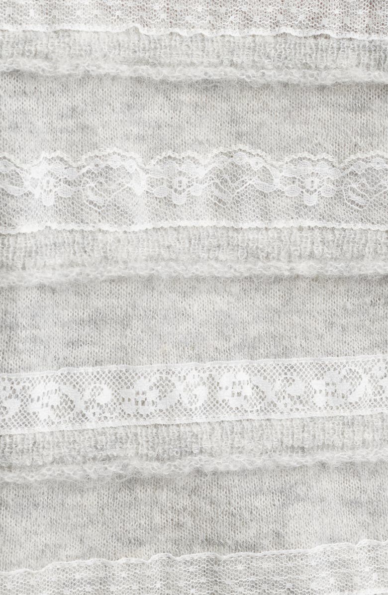 LoveShackFancy Claralise Lace Accent Cardigan, Alternate, color, Pale Grey Melange
