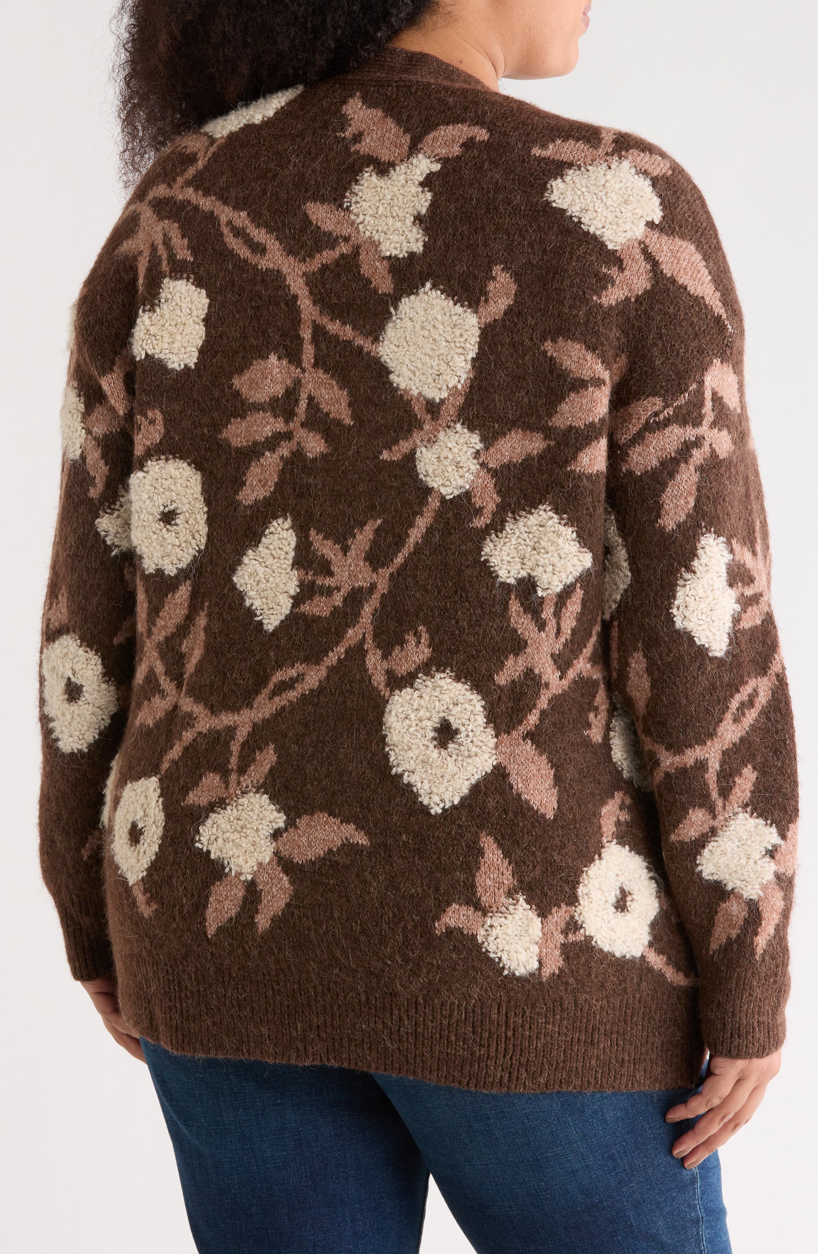 Floral Jacquard Button Front Cardigan - image 4