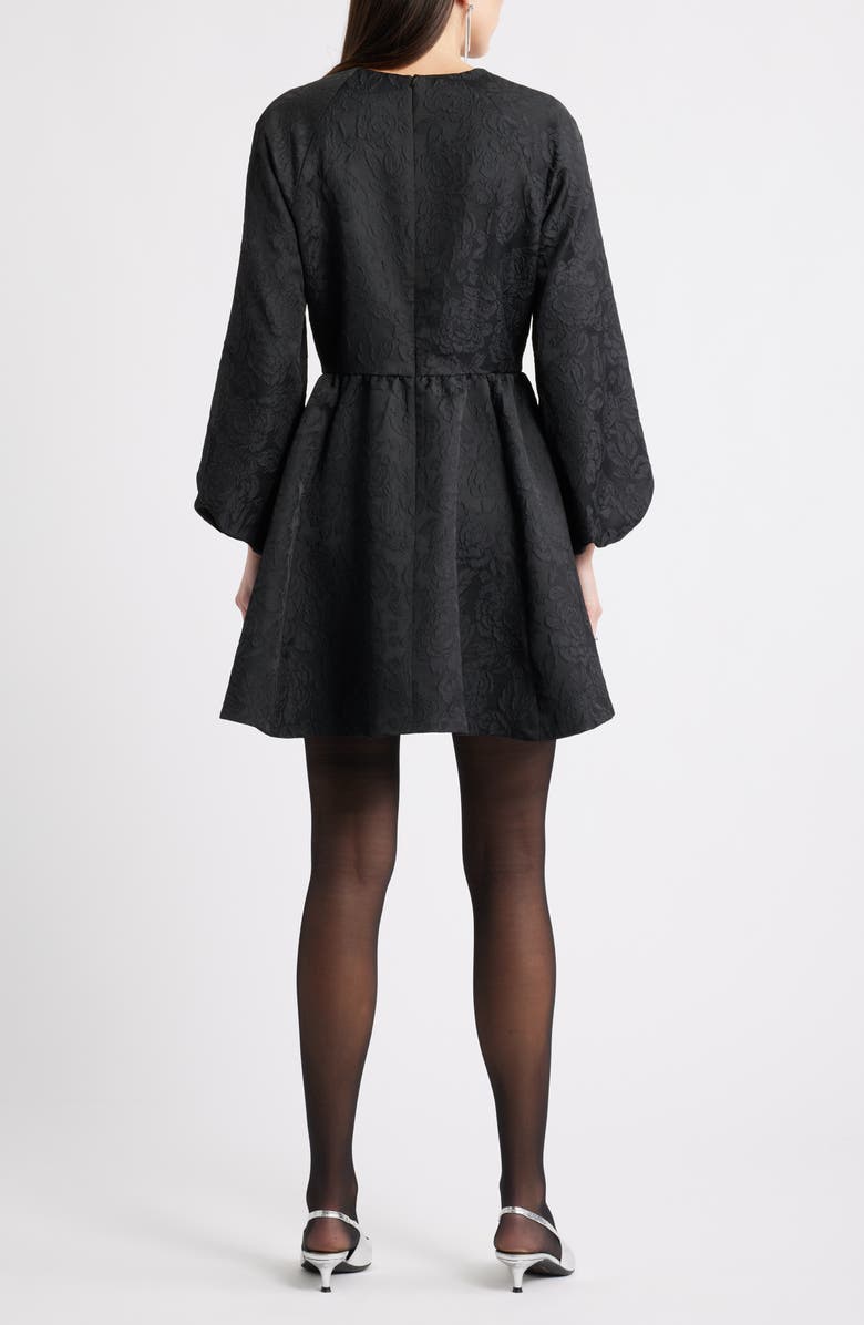 Caslon<sup>®</sup> Long Sleeve Jacquard Minidress, Alternate, color, Black Jacquard