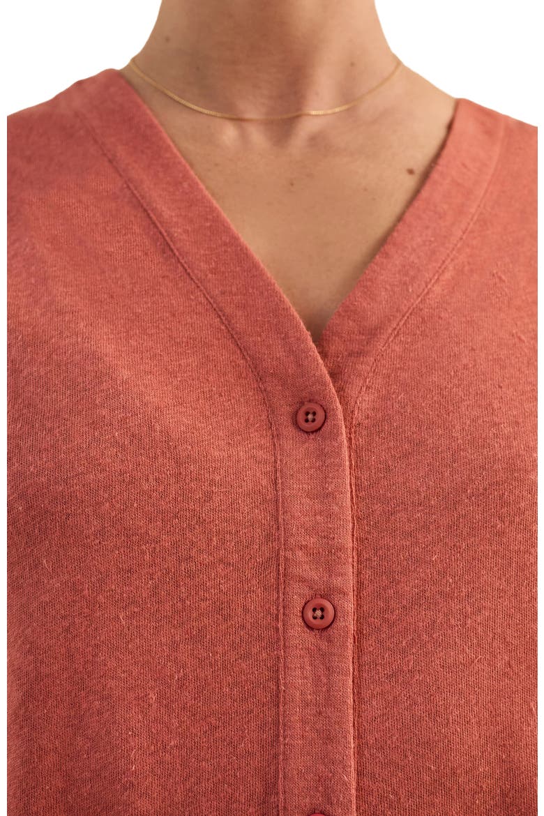 Button Through Top, Alternate, color, Redwood