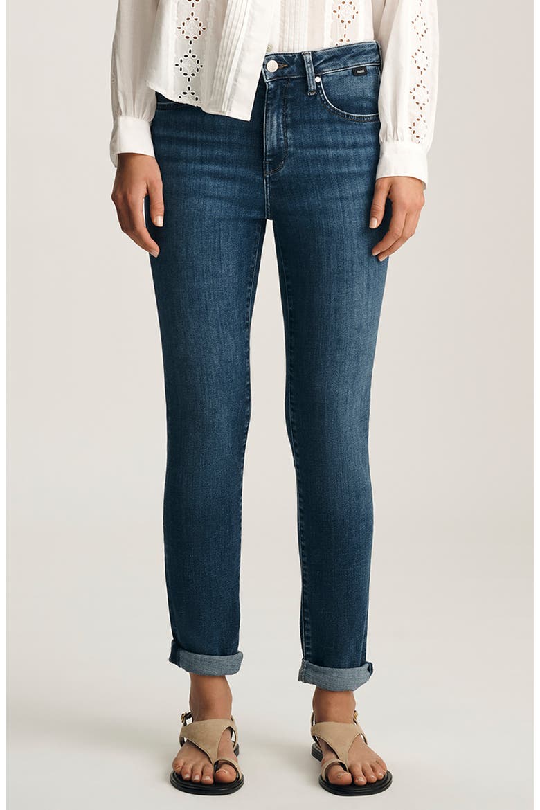 Kathleen Mid Waist Slim Boyfriend Jeans, Main, color, DARK BRUSHED FEATHER