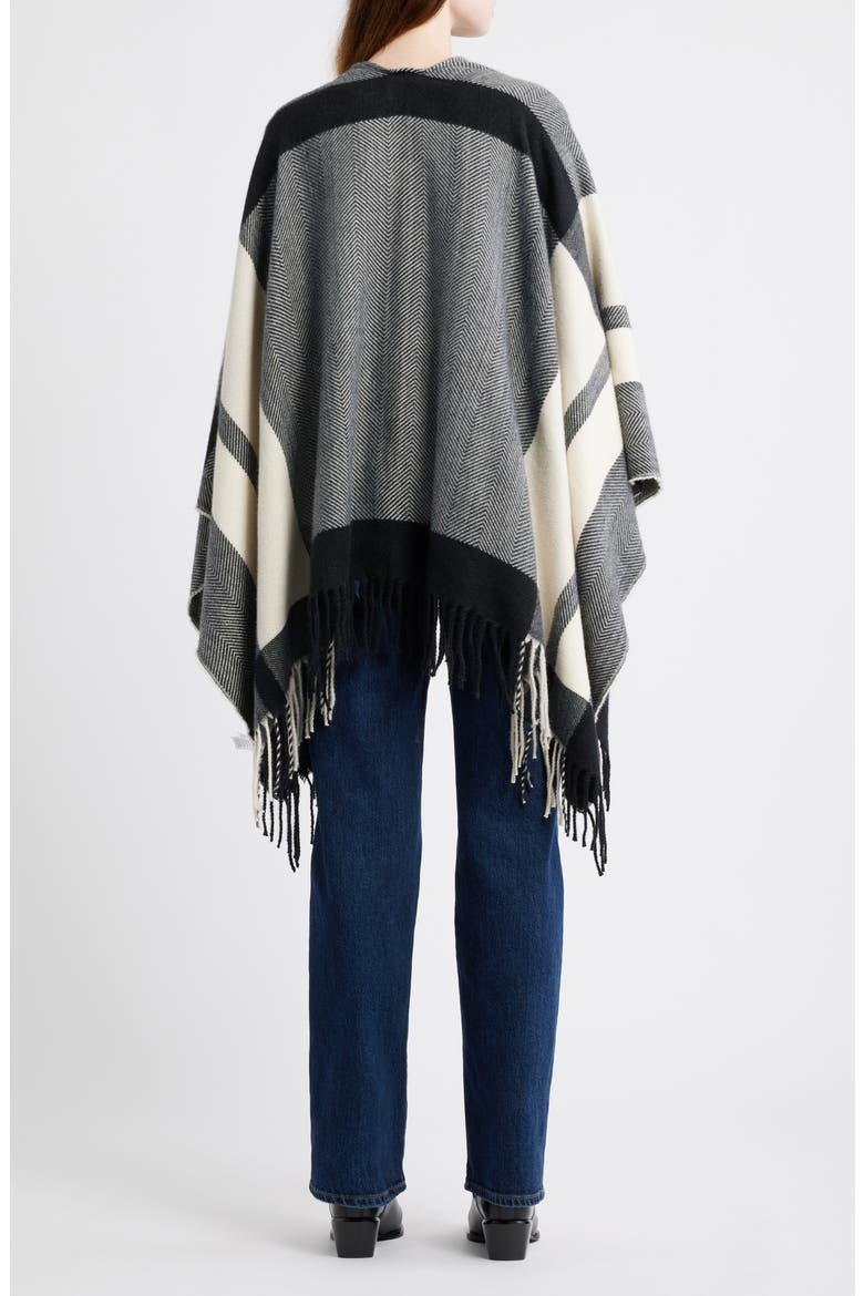 Cozy Fringe Ruana, Alternate, color, BLACK- LIGHT GREY