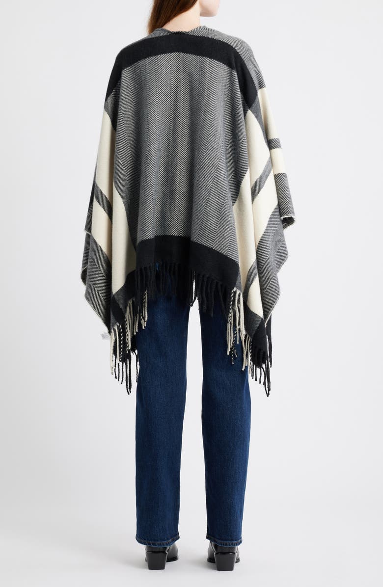 Treasure & Bond Cozy Fringe Ruana, Alternate, color, Black- Light Grey