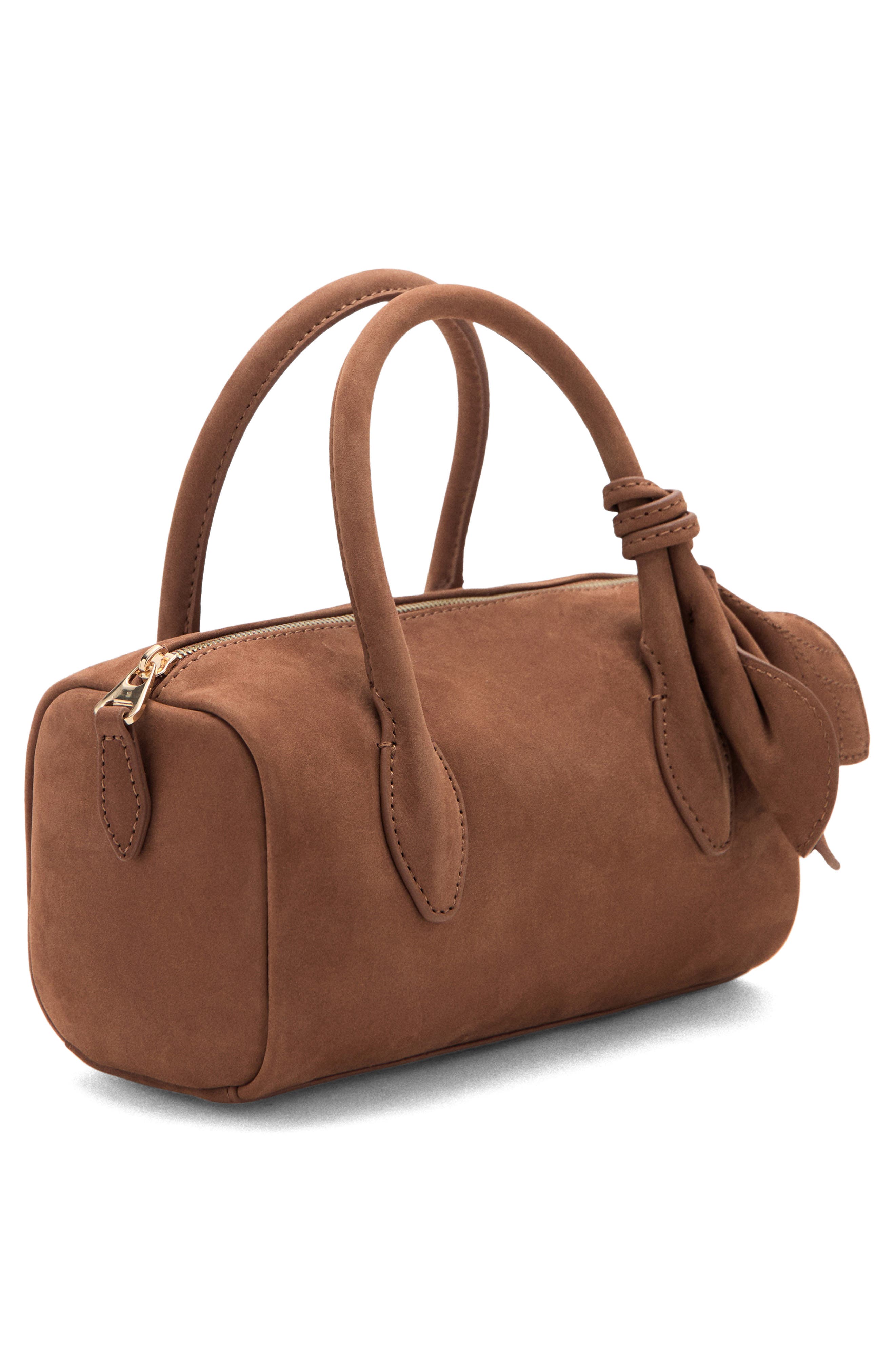 MANGO Leather Top Handle Bag, Alternate, color, Leather