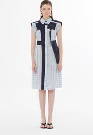 Gizia Blue Buckle Detail Unlined Dress