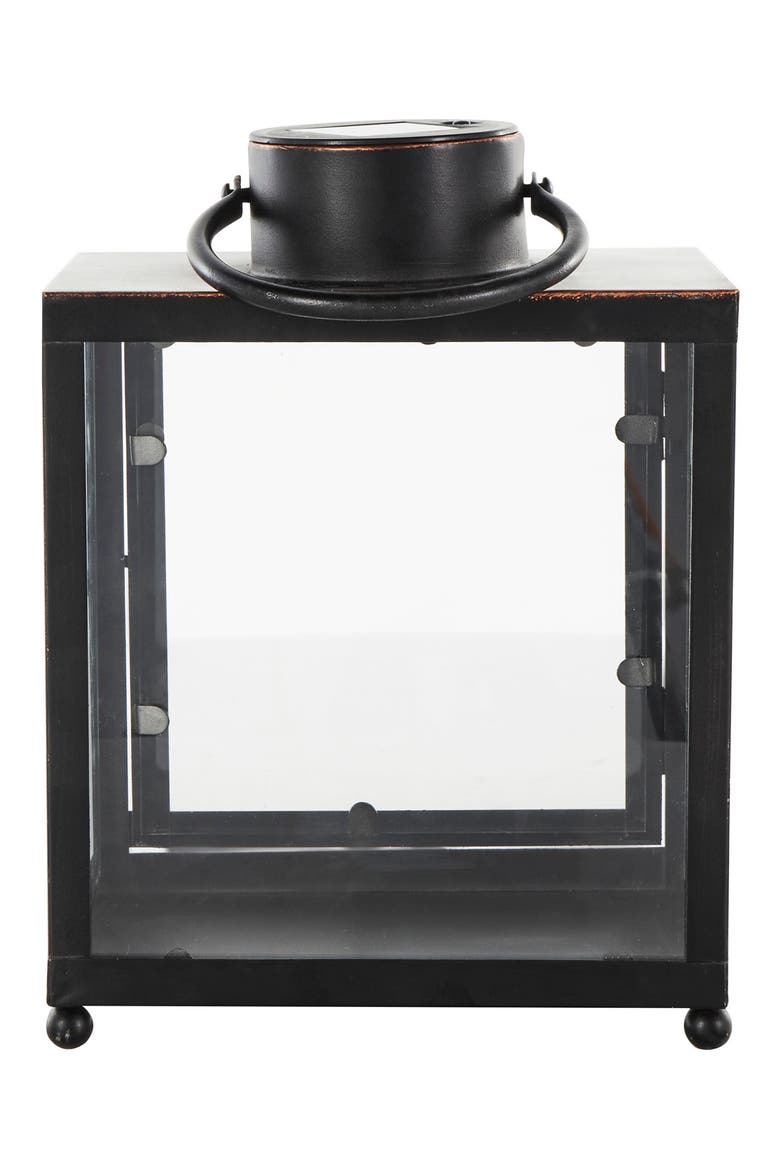 Black Metal Candle Lantern, Alternate, color, BLACK