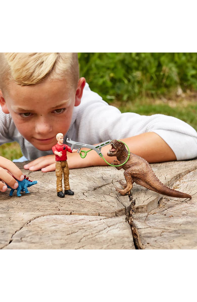 Schleich Dinosaurs Tyrannosaurus Rex Attack, 5 Piece Toy Figure, Kids, Alternate, color, Multicolored
