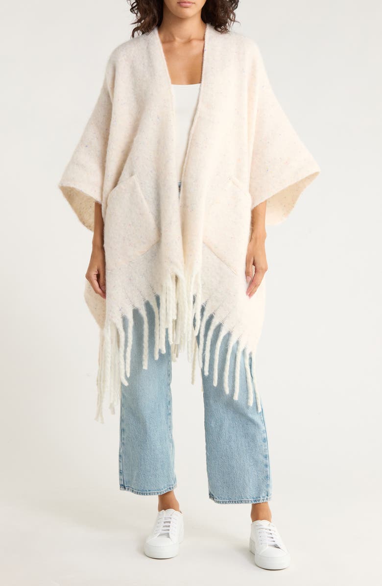 Melrose and Market Cozy Blanket Ruana, Main, color, Ivory Fleck