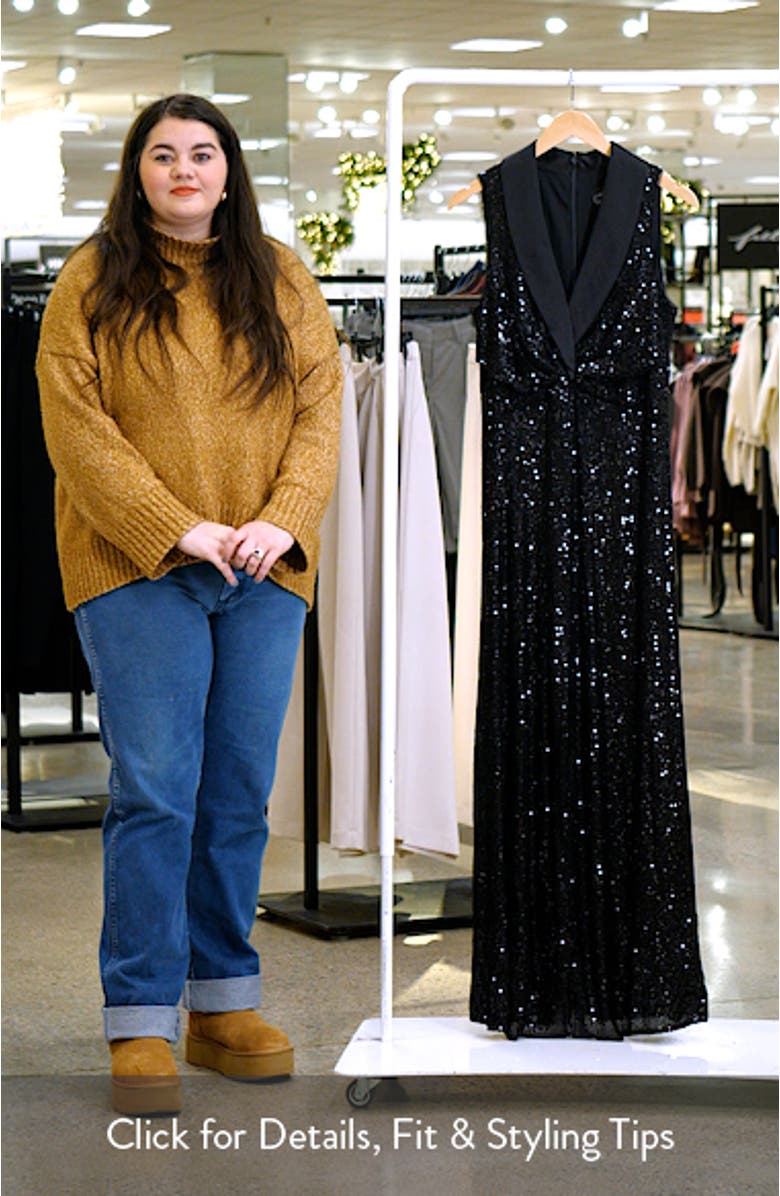 Sleeveless Sequin Embellished Evening Gown, sales video thumbnail