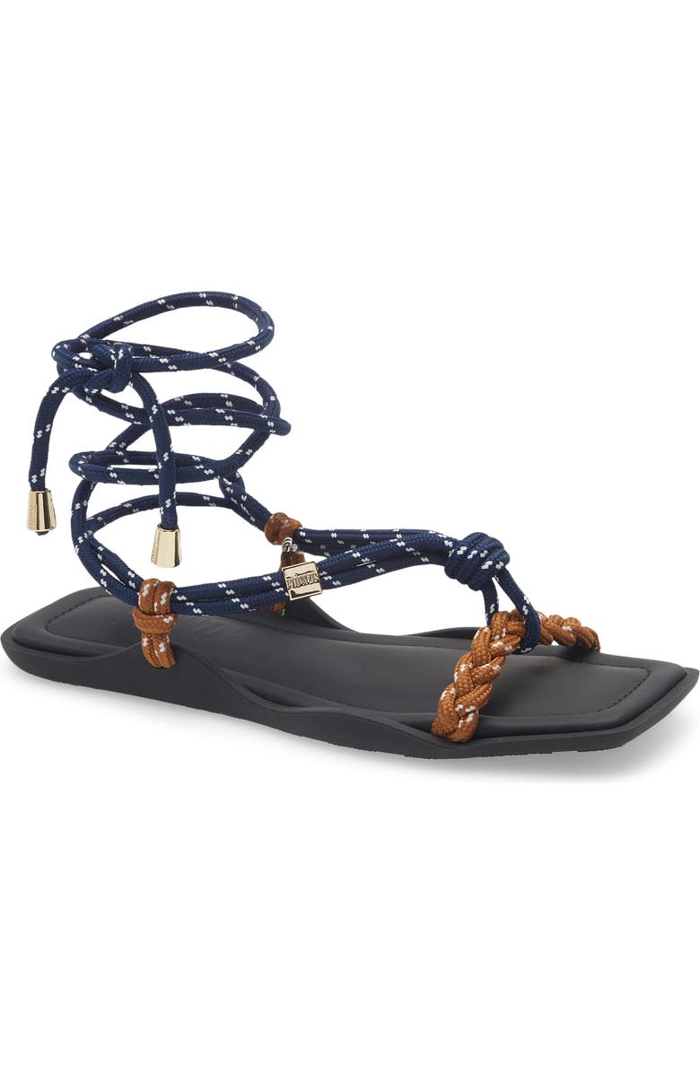 FLOWZE Lace-Up Ropes Water Repellent Slide Sandal, Main, color, Blue / Hazelnut