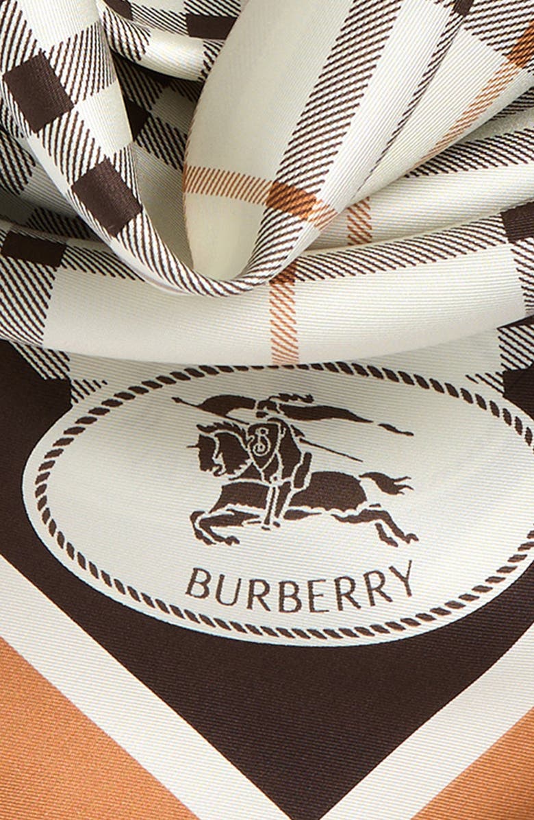 Burberry Medium Check Border Silk Scarf, Alternate, color, Pebble White