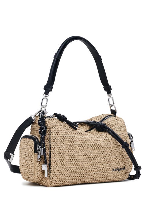 Desigual Straw Shoulder Bag In Brown