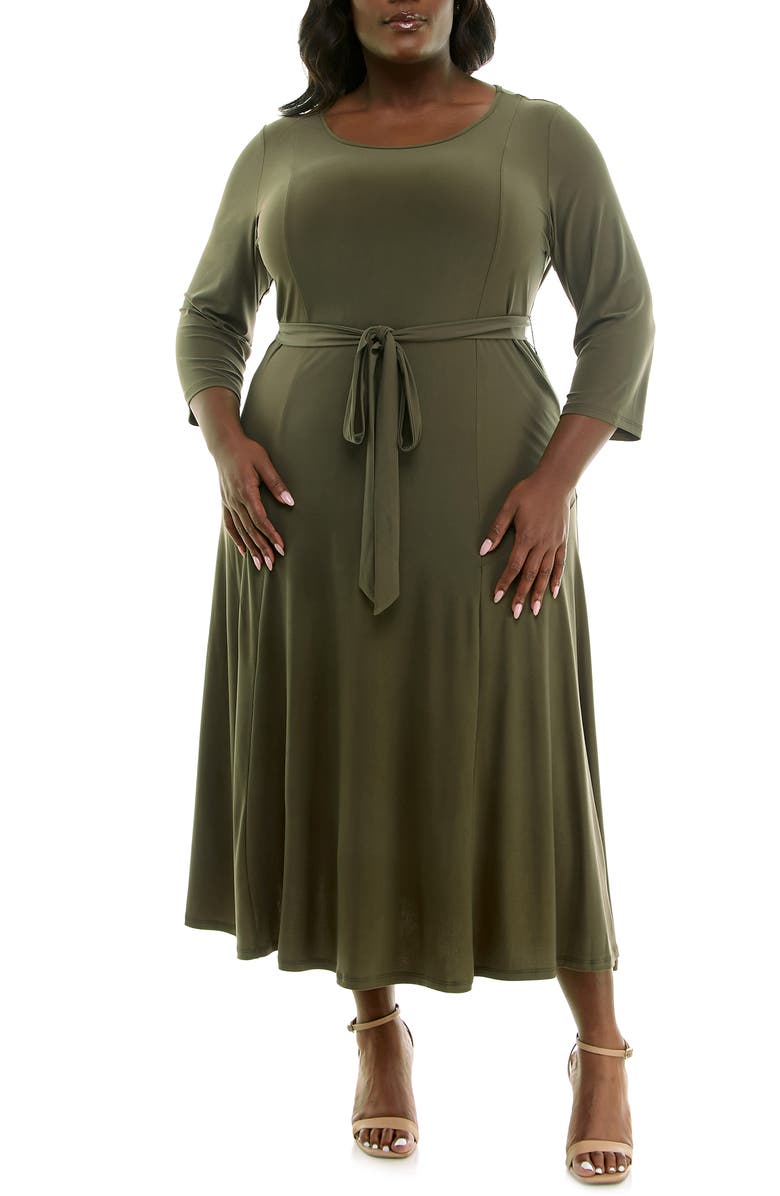 Nina Leonard Sylvia A-Line Stretch Jersey Dress, Main, color, 