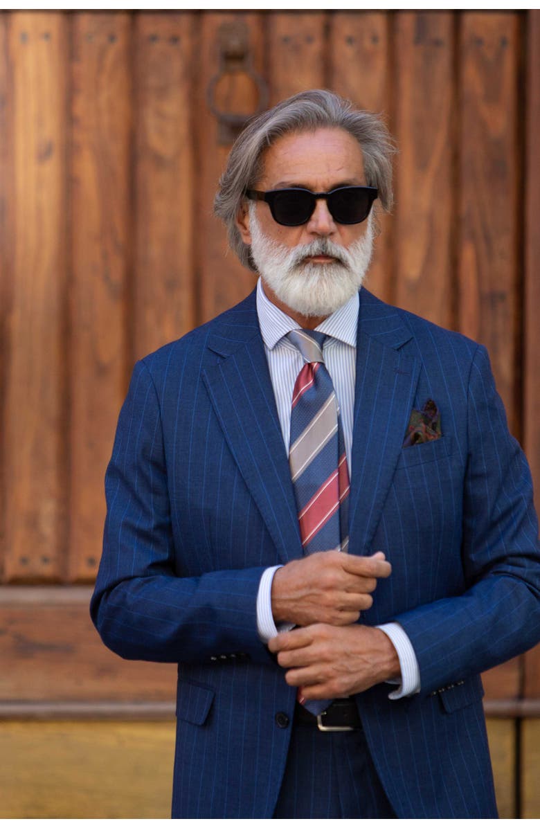 Elizabetta Ferrari - Silk Jacquard Tie for Men, Alternate, color, Navy And Burgundy