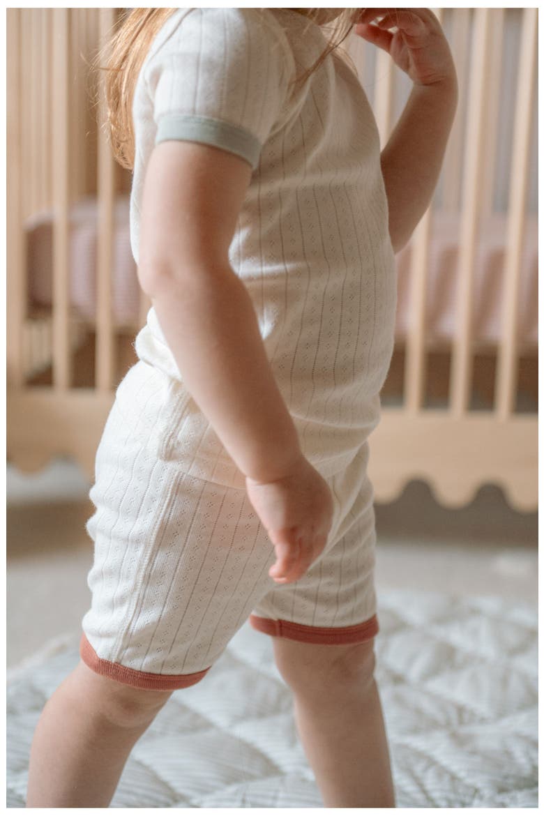 Kids' Pointelle Organic Cotton Fitted Two-Piece Short Pajamas, Alternate, color, RAINBOW