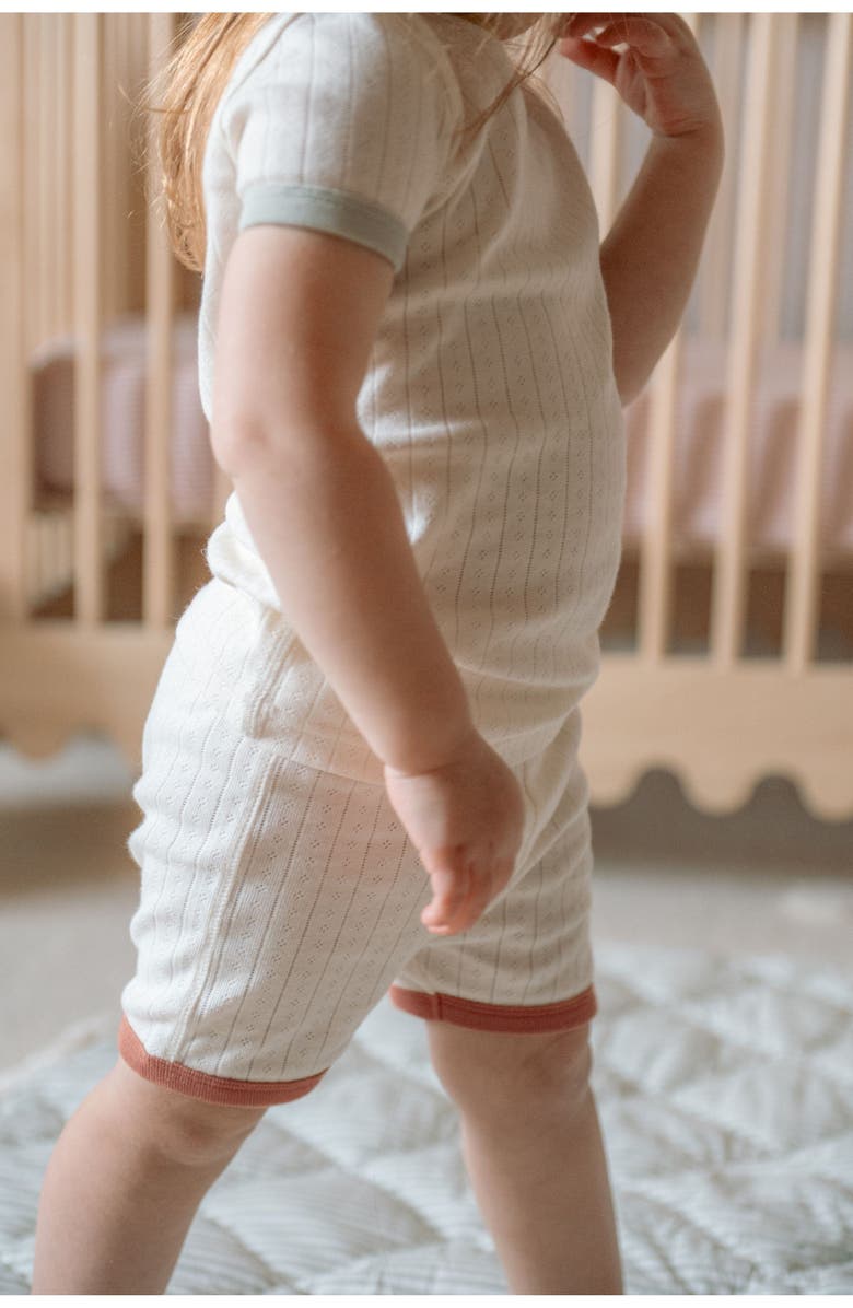 Pehr Kids' Pointelle Organic Cotton Fitted Two-Piece Short Pajamas, Alternate, color, Rainbow