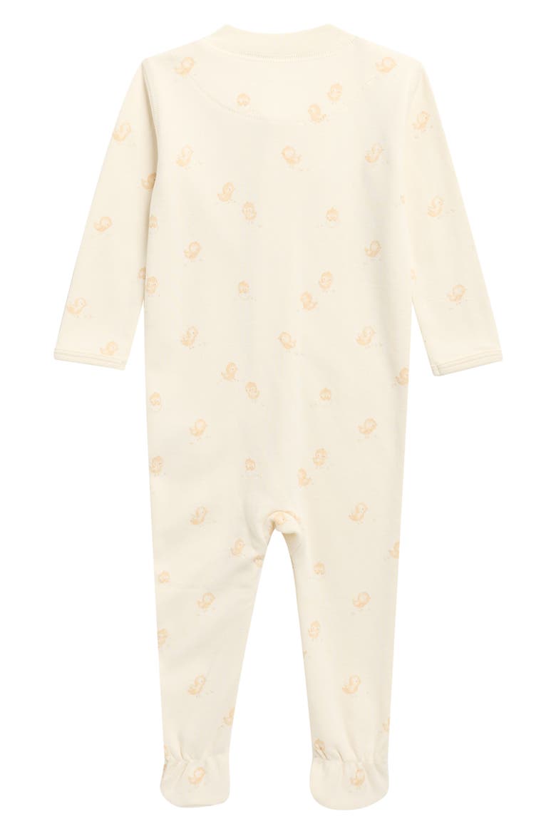 Print Organic Cotton Zip Footie, Alternate, color, IVORY