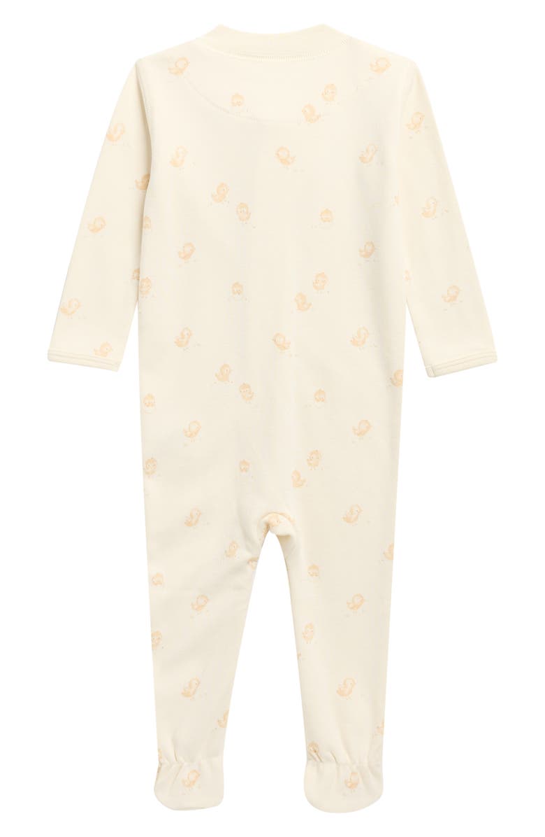 QUINCY MAE Print Organic Cotton Zip Footie, Alternate, color, Ivory