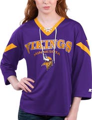 STARTER Women's Starter Purple Minnesota Vikings Rally Lace-Up 3/4 Sleeve T-Shirt