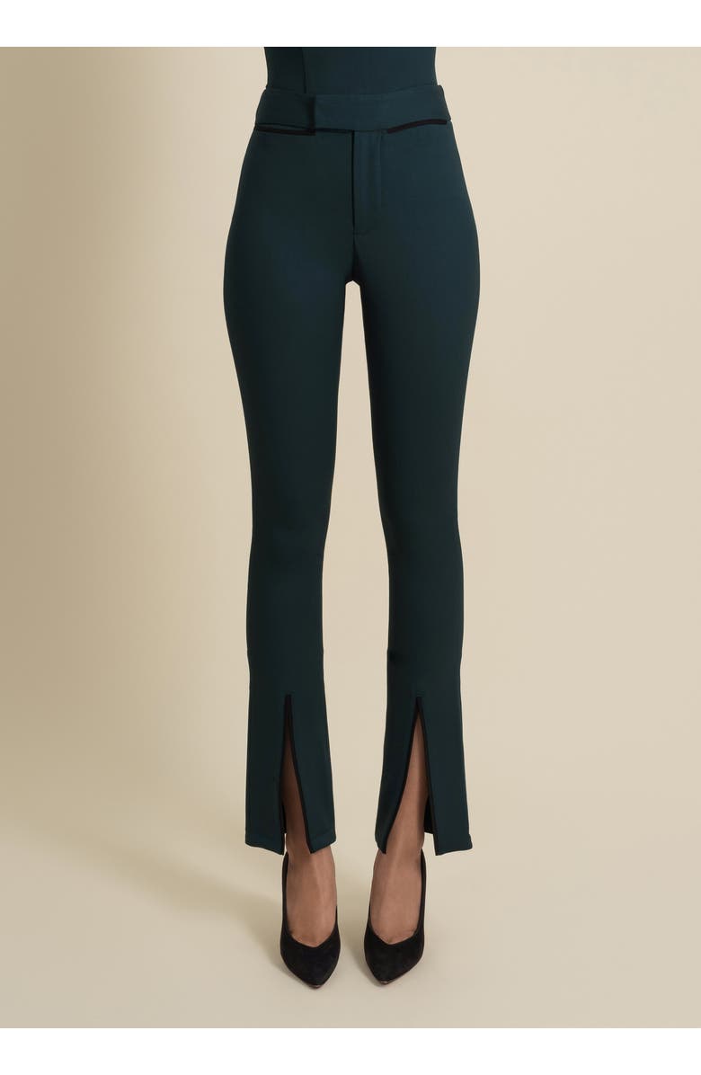 Contessa Mills Helix Slim-Fit Mid-Rise Stretch Wool Pants, Alternate, color, Emerald & Black