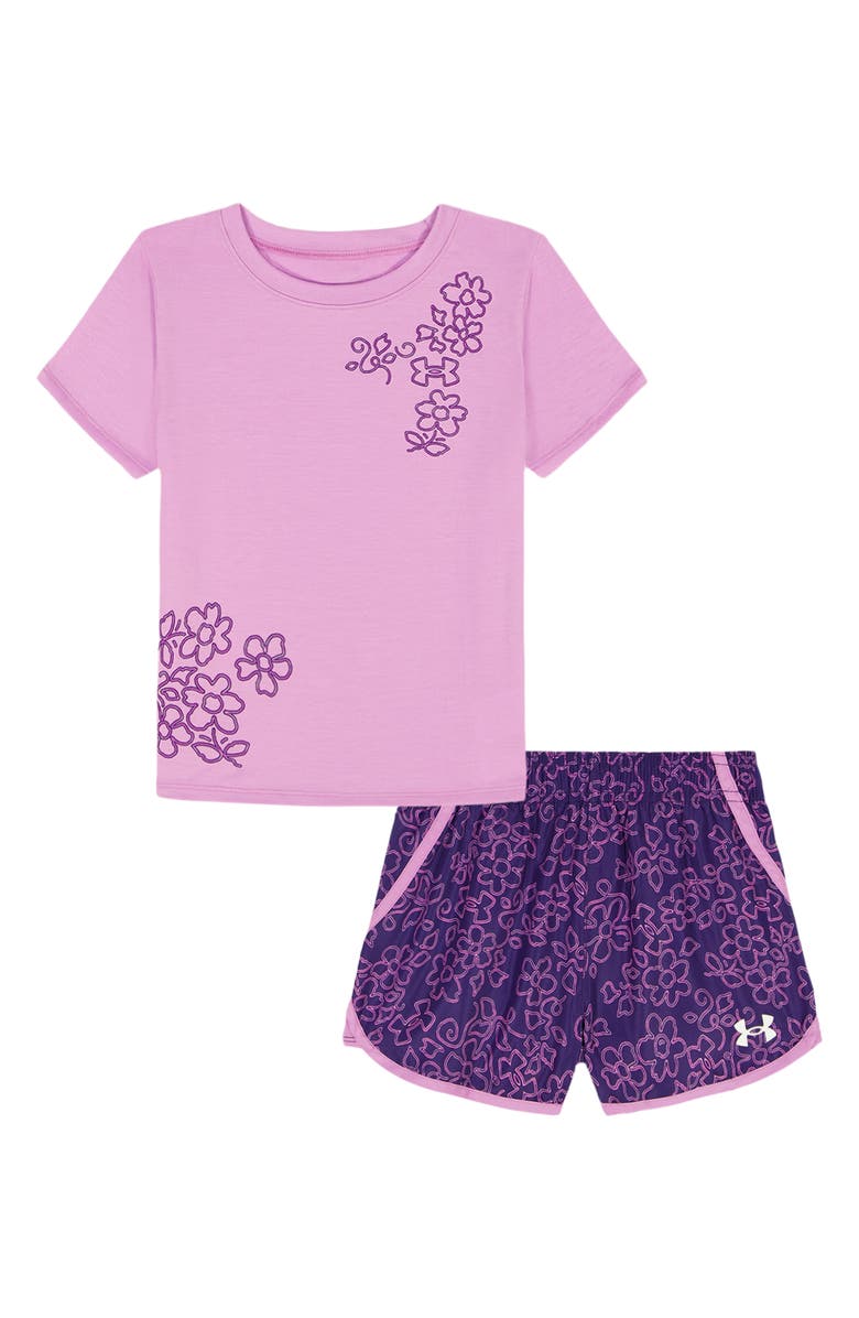 Under Armour Kids' Graphic Tee & Printed Woven Shorts Set, Main, color, Pink Dawn