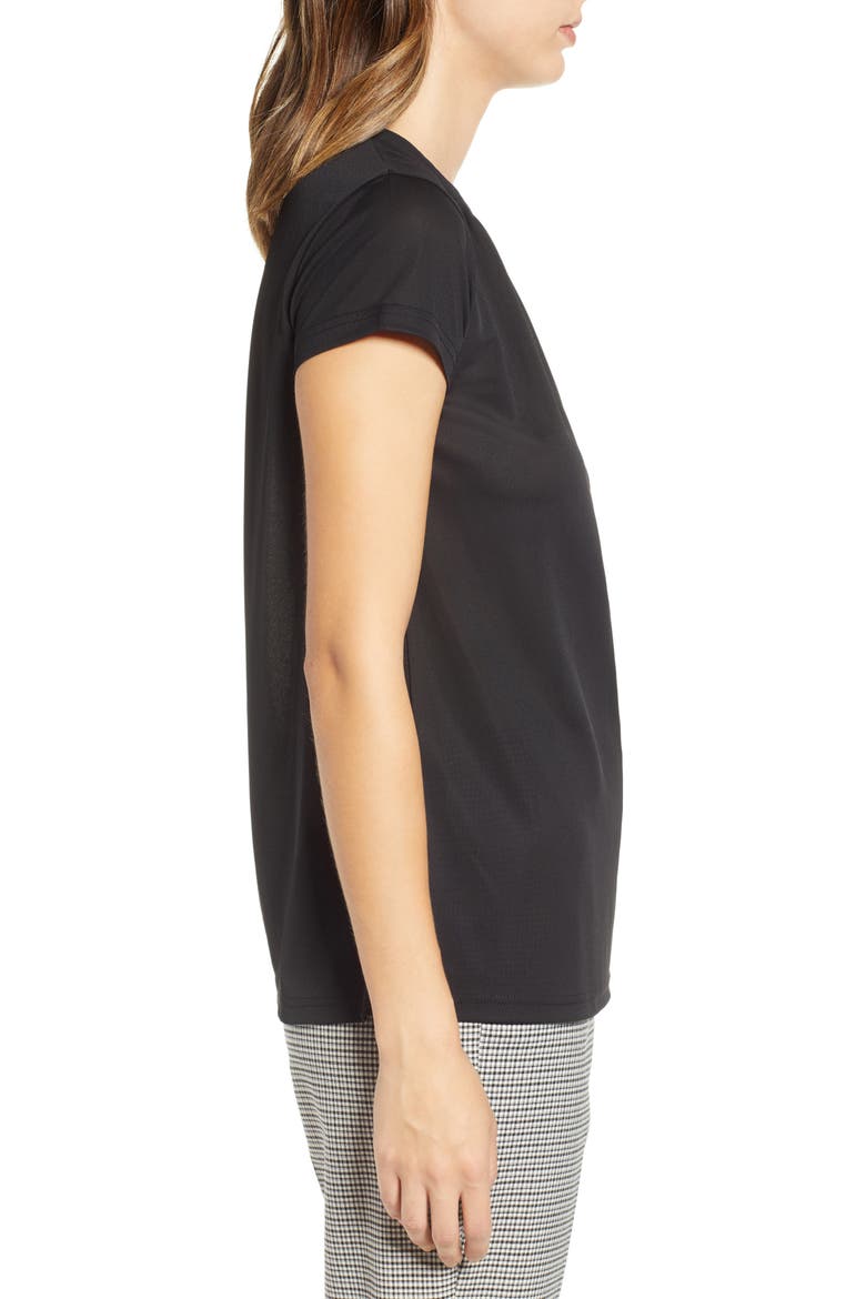 Pleat Front Crepe Top, Alternate, color, BLACK