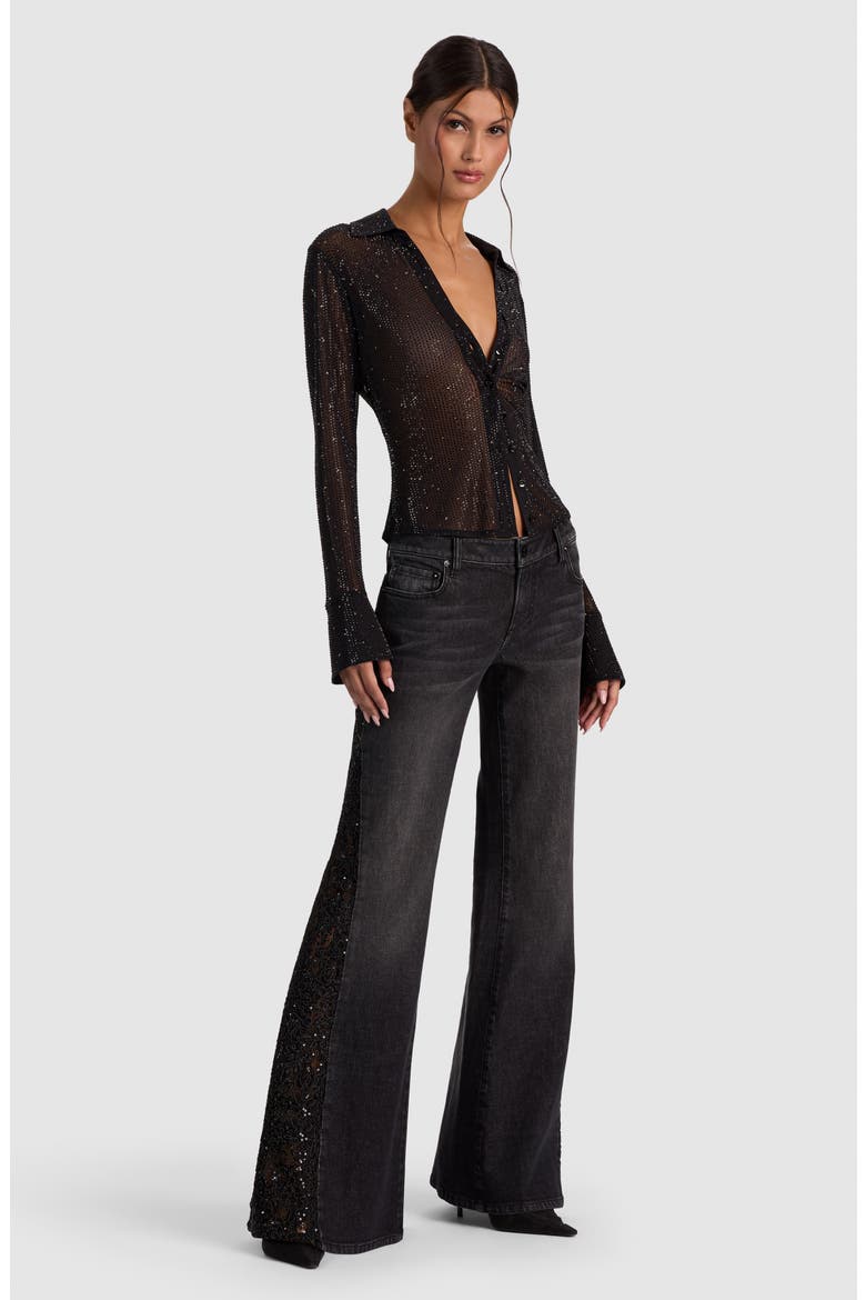 Freya Embellished Mesh Top, Alternate, color, BLACK/ GOLD
