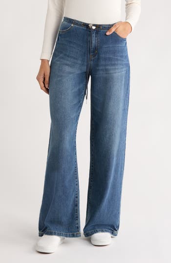 Habitual Wide Leg Denim Pants In Blue