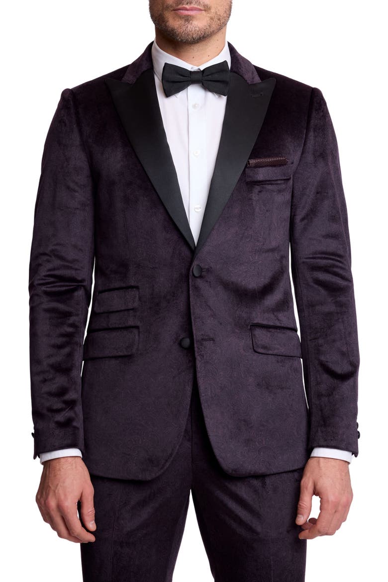Kyle Peak Lapel Velvet Tuxedo Jacket, Main, color, DEEP PURPLE VELVET