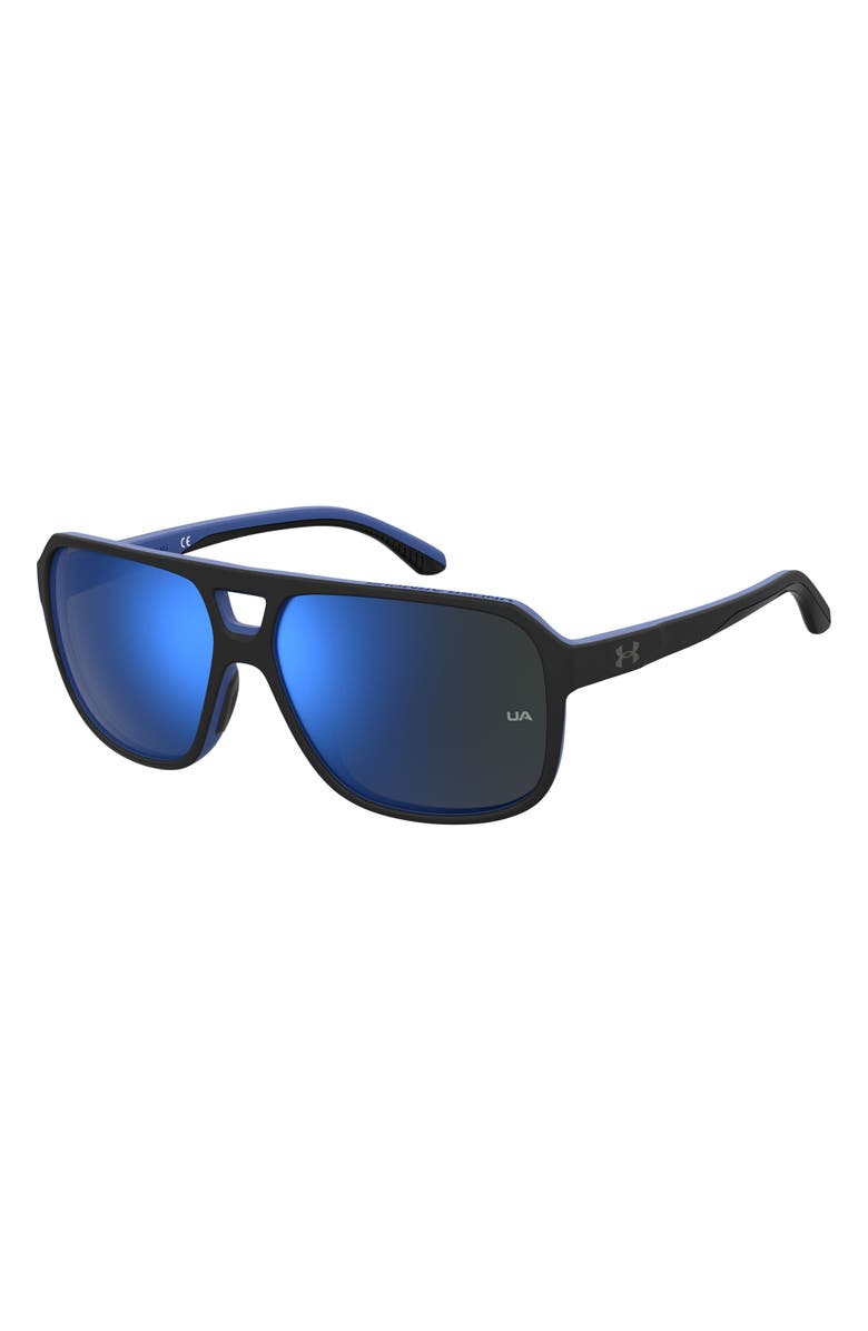 Under Armour Cruise 61mm Pilot Sunglasses, Alternate, color, Matte Black Blue