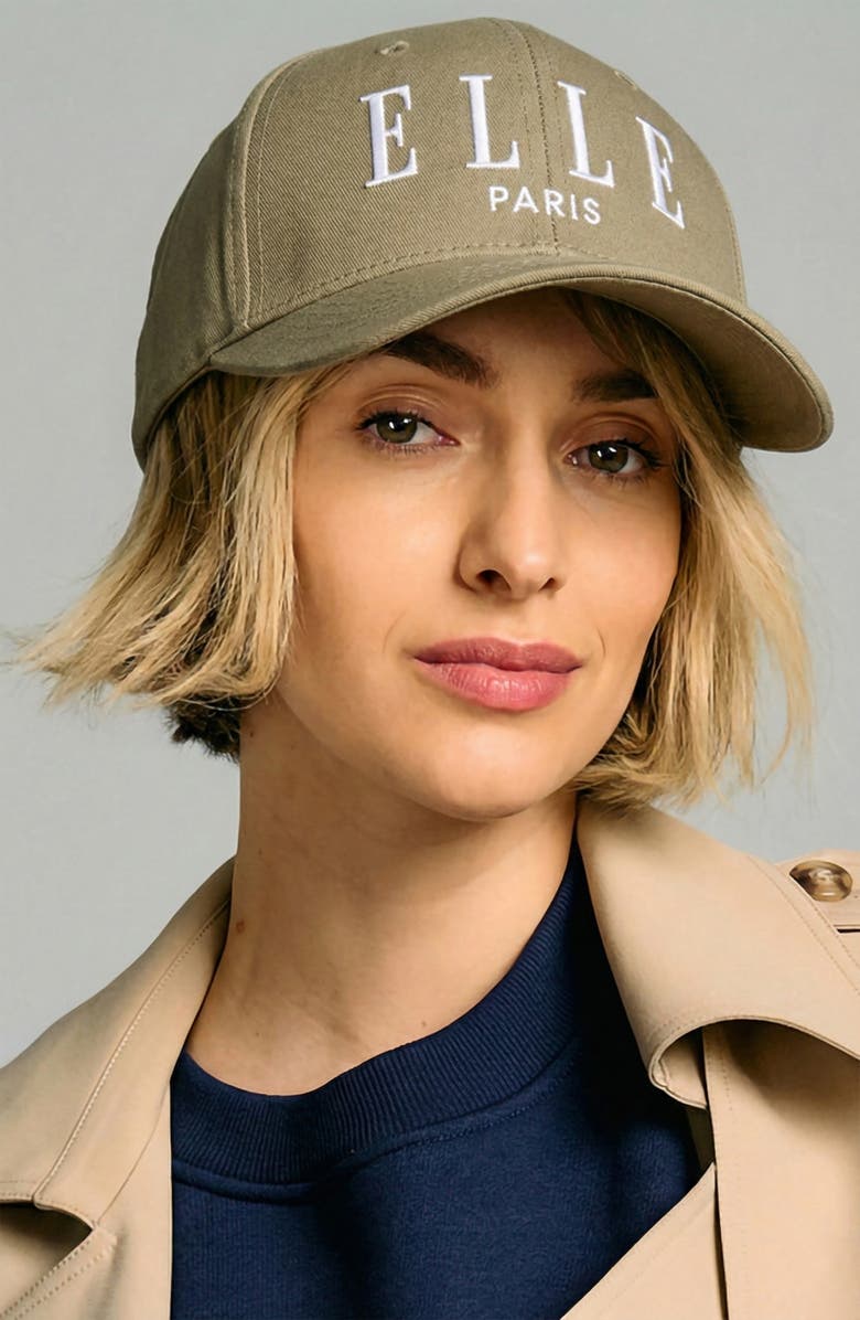 ELLE Collection ELLE logo Baseball Cap, Alternate, color, Khaki/White