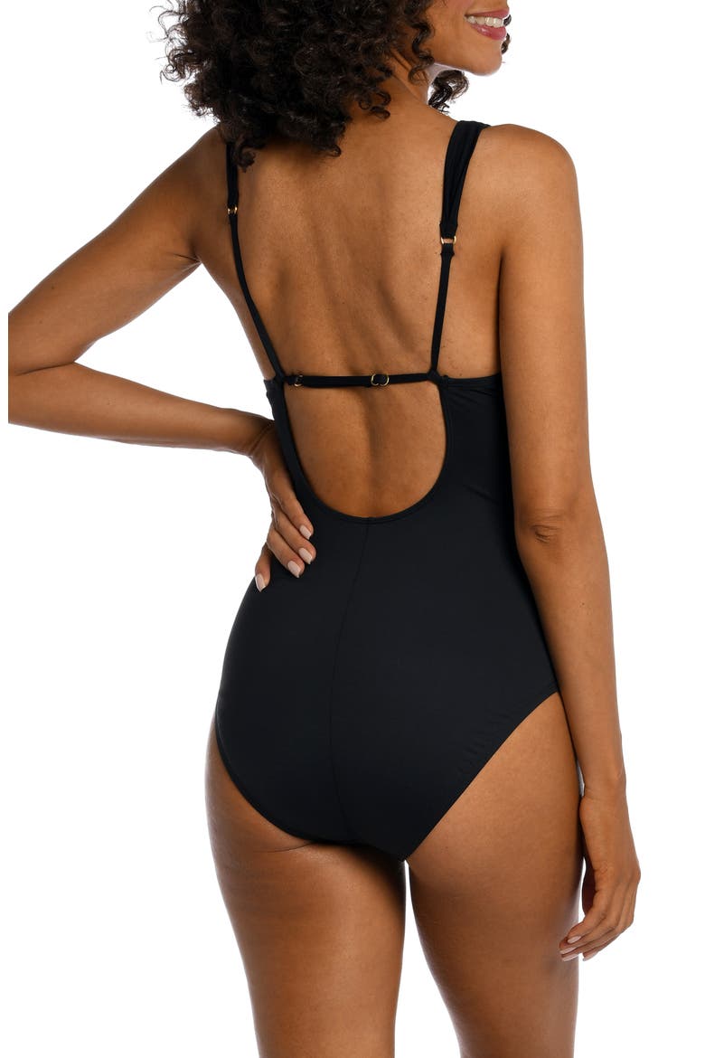 Cross Front Keyhole One-Piece Swimsuit, Alternate, color, BLACK