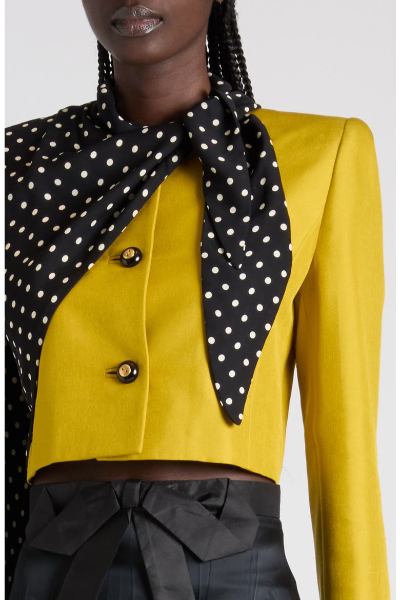 Contrast Silk Shantung Crop Jacket, Alternate, color, YELLOW