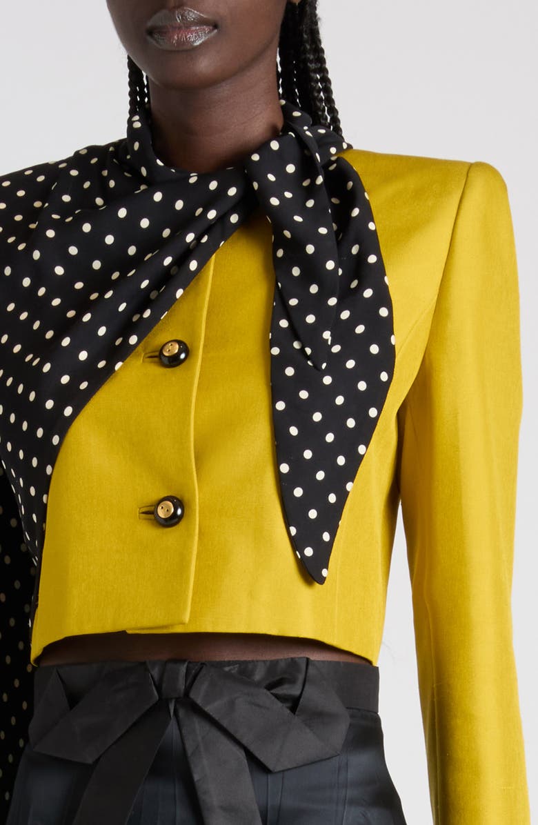 Valentino Contrast Silk Shantung Crop Jacket, Alternate, color, Yellow