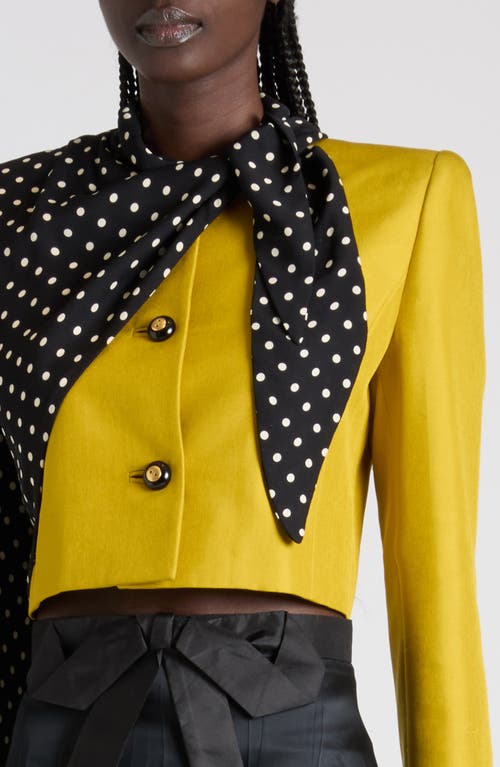 Valentino Contrast Silk Shantung Crop Jacket In Multi