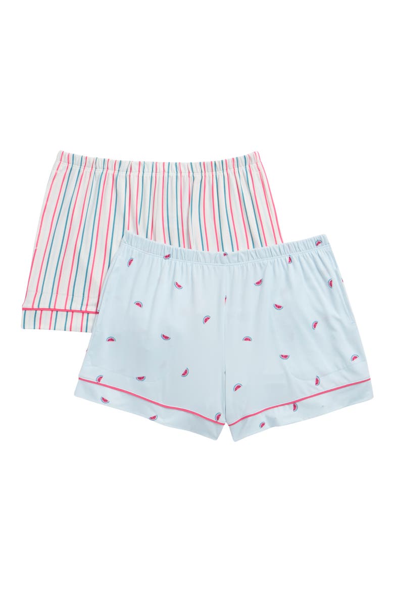 2-Pack Piped Pajama Shorts, Main, color, EASY STRIPE WATERMELON