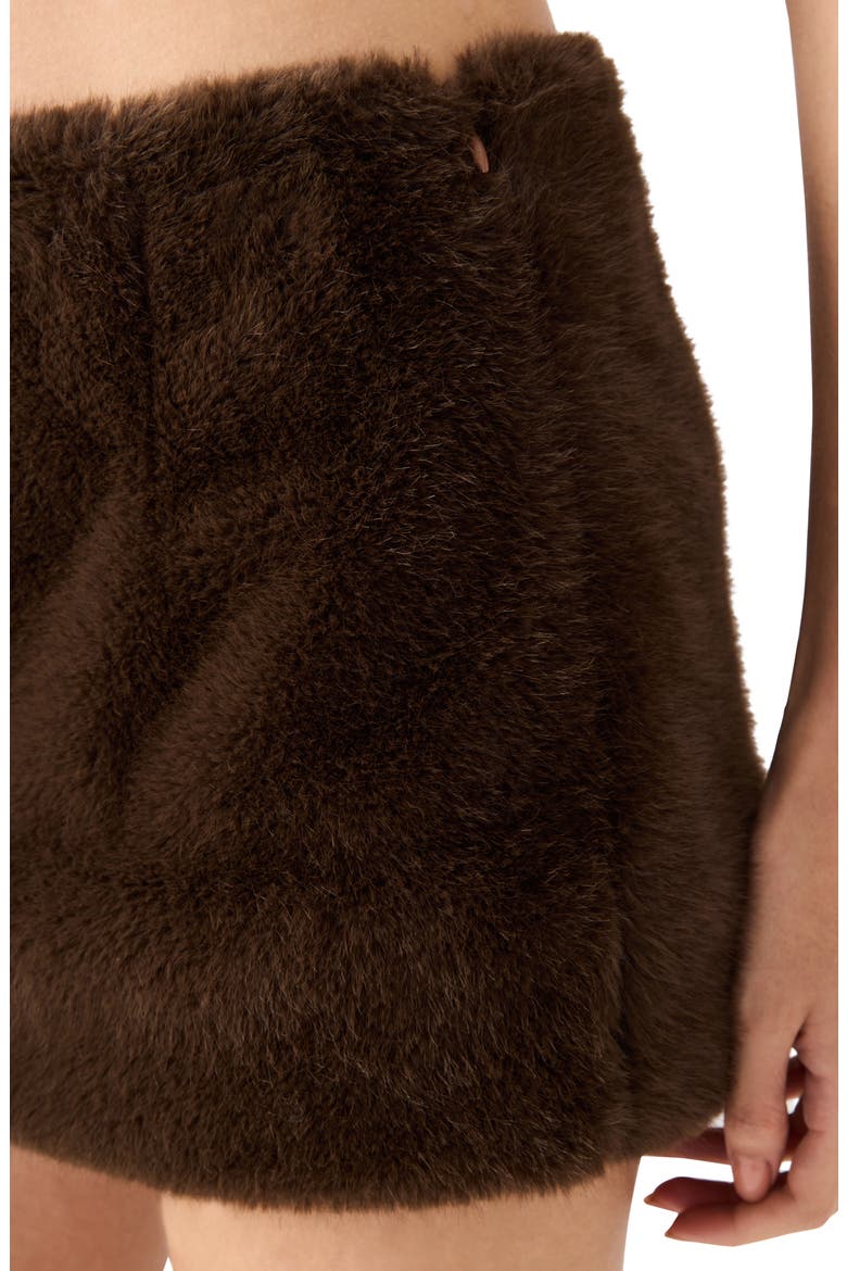 Aviva Faux Fur Miniskirt, Alternate, color, DARK ESPRESSO