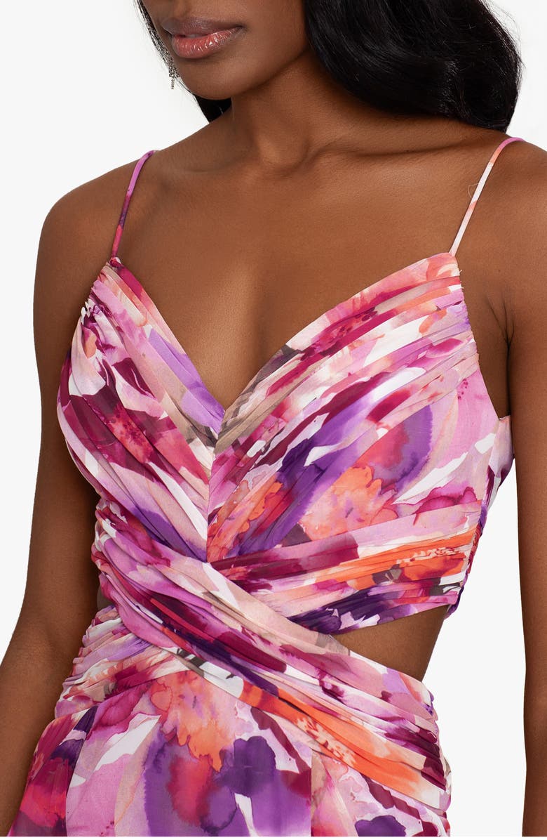 Xscape Evenings Floral Cutout Chiffon Evening Gown, Alternate, color,