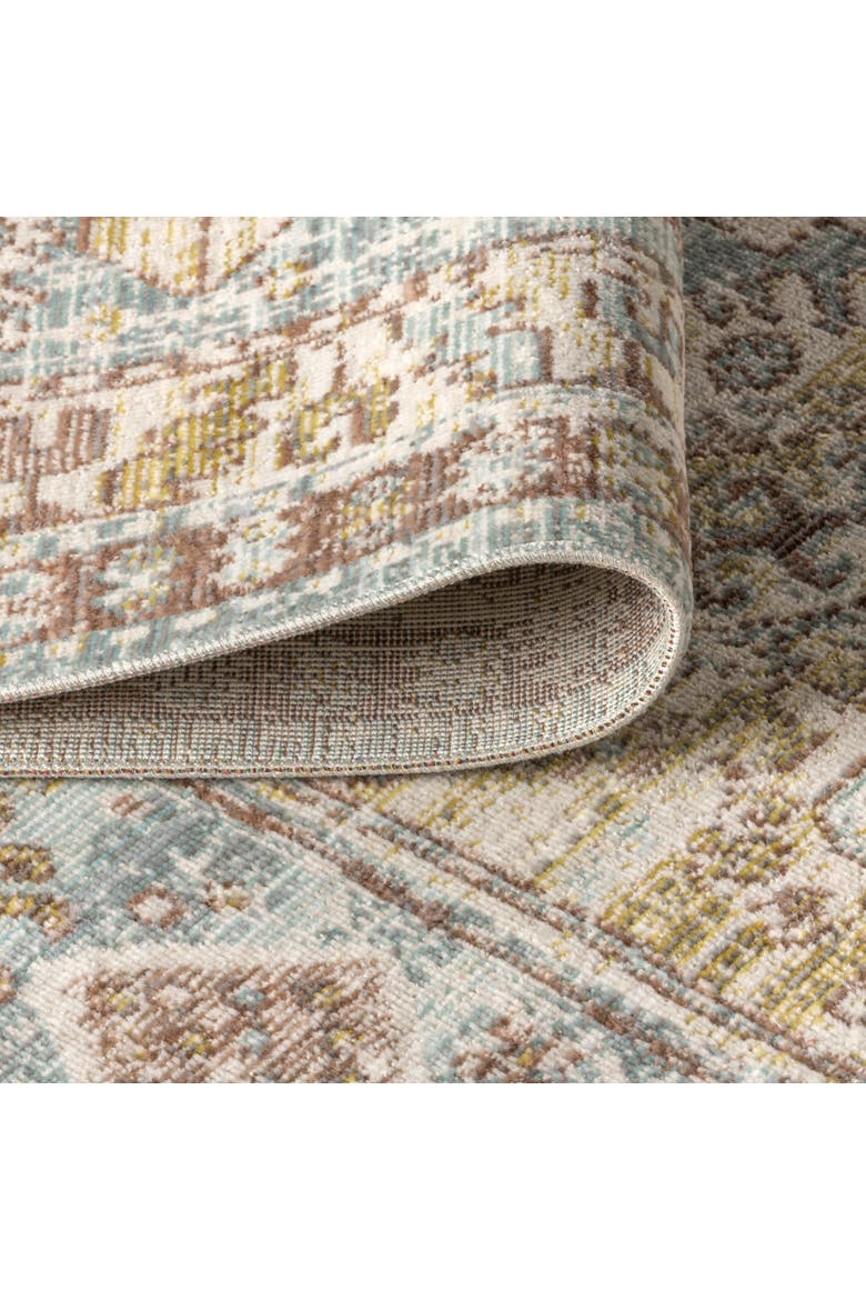Darija Ornate Geometric Medallion Area Rug, Alternate, color, Light Blue/Ivory