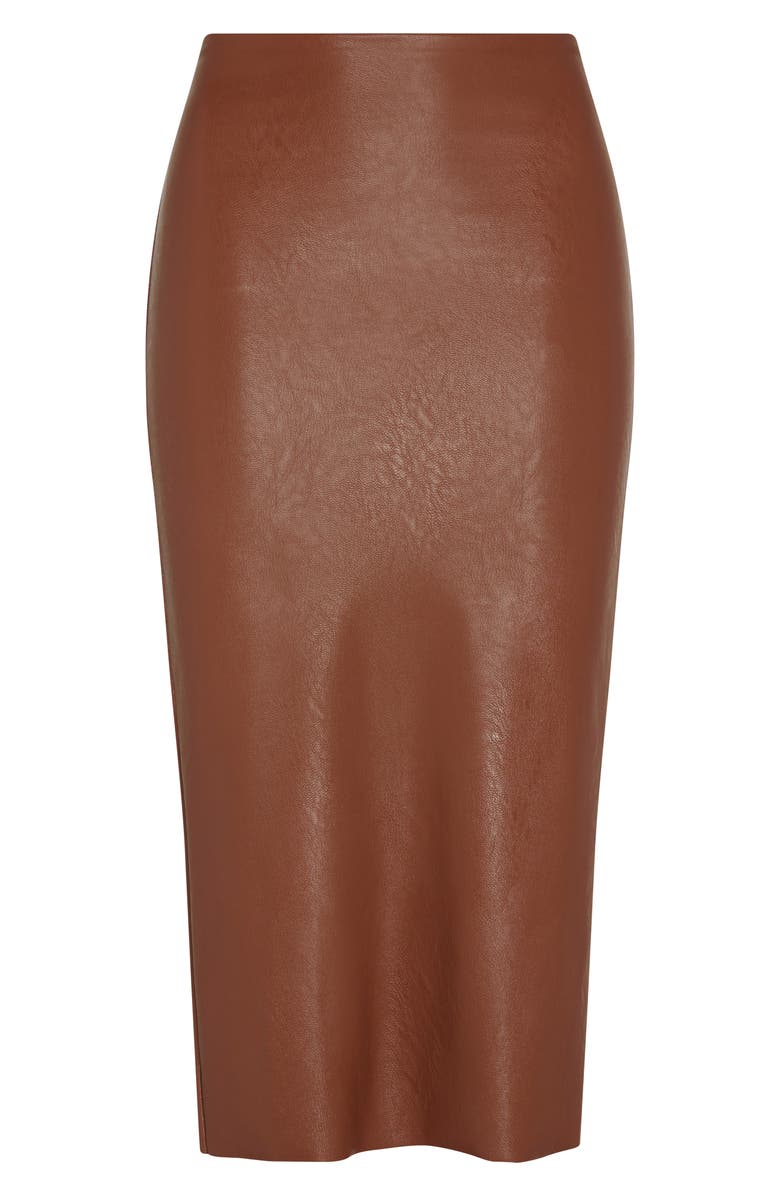 Commando Faux Leather Midi Skirt, Alternate, color, Cocoa