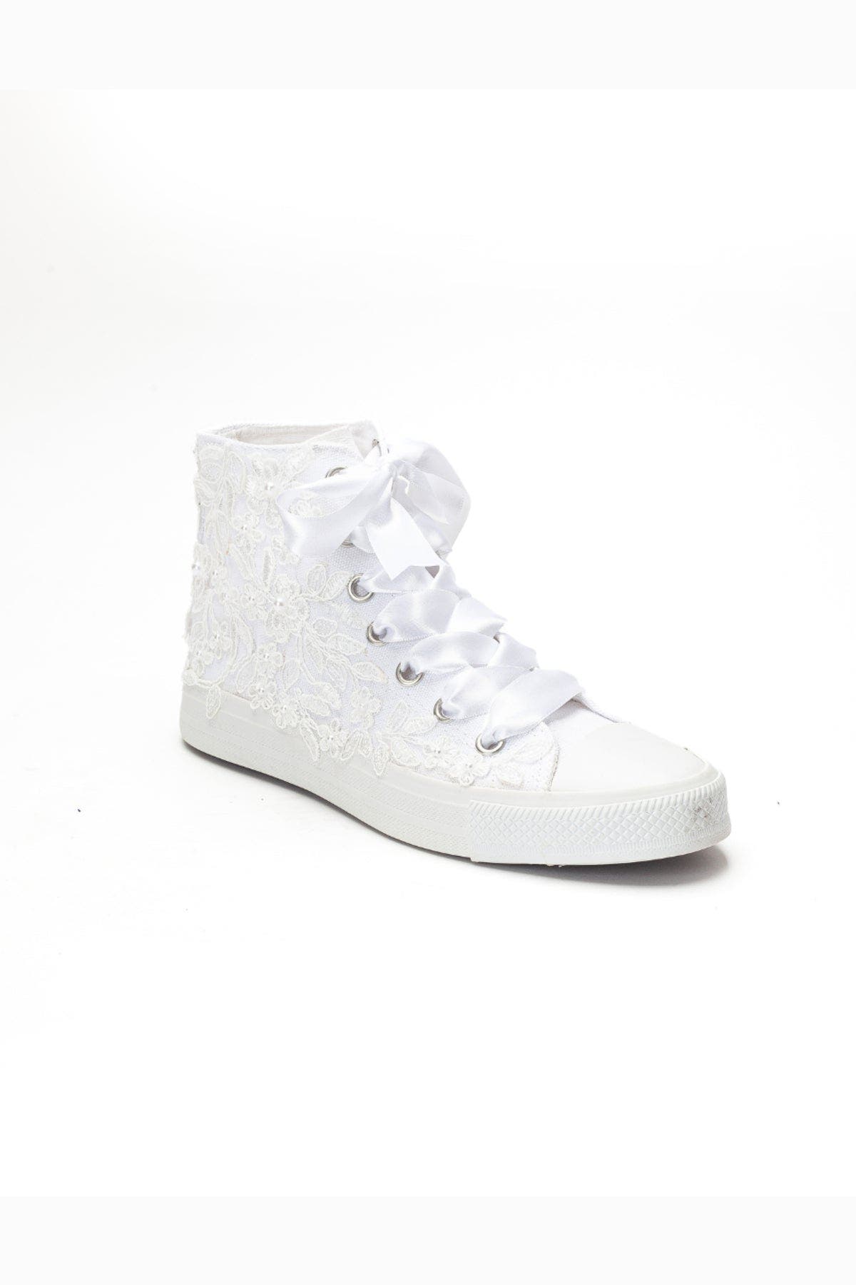 Forever & Always Shoes Isolde Lace High Top Bridal Sneaker, Main, color, Ivory